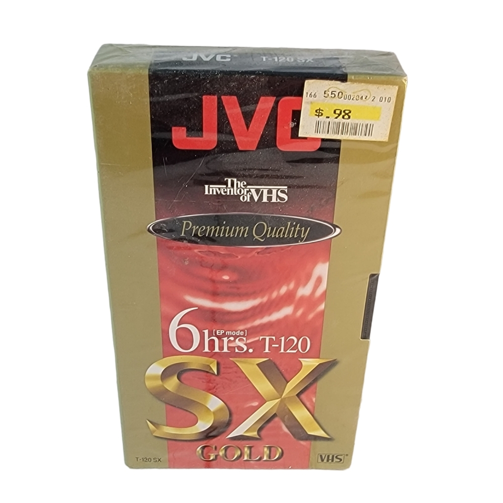JVC Premium Quality 6hrs T-120 SX Gold Blank Recordable VHS Cassette Tape NIP